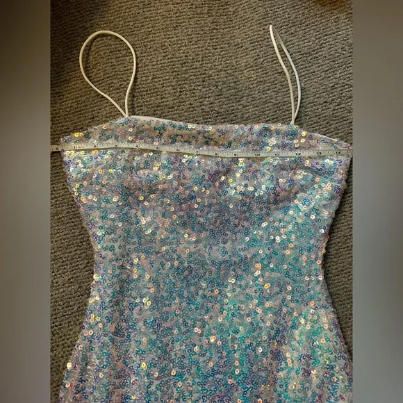 NWT Windsor Sequin Mini Dress Medium White Rainbow Glitter Party Club Bride Glam - Picture 12 of 15